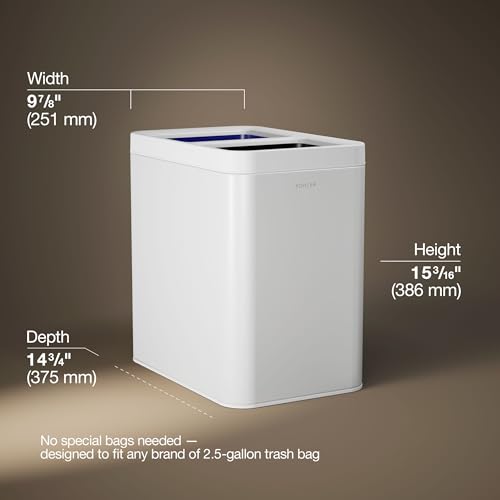 Kohler K-31315-STW 22-Liter Dual-Bin Open-Top Trash Can, White Stainless Steel - color: White Stainless Steel, size: 5.8 Gallon - Open Top