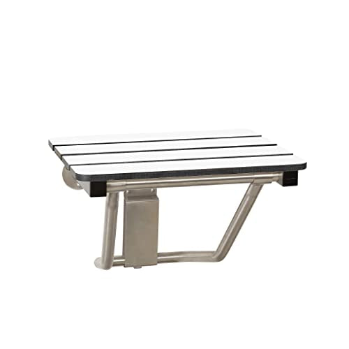 28" x 15" Phenolic White 3” Slats Folding Wall Mount Shower Seat Bench, ADA Compliant - color: White, size: 28"