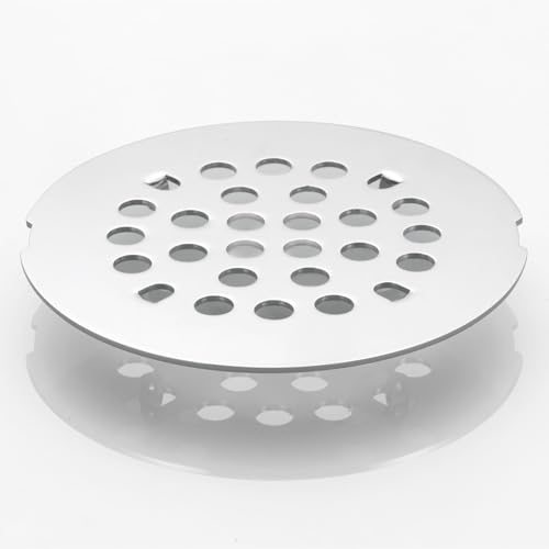 Snap-in Shower Drain Cover 4-1/4 inch Shower Strainer Grid Round (1, Chrome) - color: Chrome