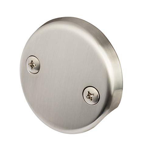 Tip-Toe Tub Trim Set with Two-Hole Overflow Faceplate, Replacement Bath Drain Trim Kit with 2-Hole Overflow Faceplate and Universal Fine/Coarse Thread (Brushed Nickel) - color: Brushed Nickel