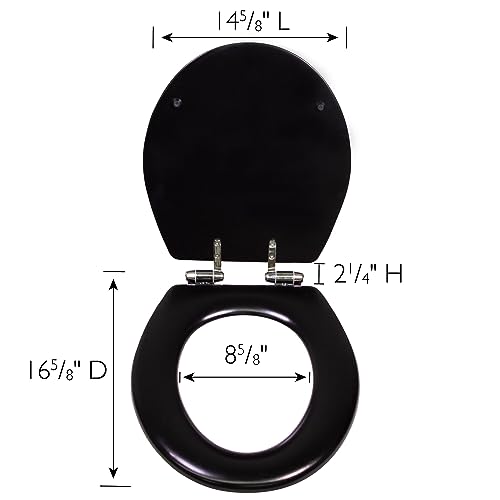 Design House Dalton Round Toilet Seat, Black | Surface, Traditional, Wood, Hardware, 561241-BLK - color: Black
