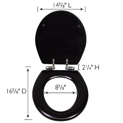 Design House Dalton Round Toilet Seat, Black | Surface, Traditional, Wood, Hardware, 561241-BLK - color: Black
