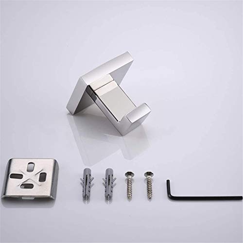 Nolimas Towel Hook Stainless Steel Bathroom Rustproof Clothes Towel Coat Hook Wall Mounted Square Toilet Kitchen, Heavy Duty Door Hanger, 2 Pack, Chrome Polished - color: Chrome Polished, size: 2 Pack