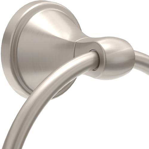 Delta Faucet Becker (1-Pack) Hand Towel Holder, SpotShield Brushed Nickel, Ring for Bathroom or Kitchen Sink, Wall Mounted BCK46-DN - color: Spotshield Brushed Nickel