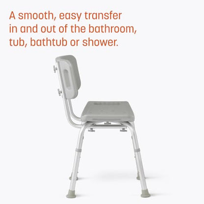 Caring Bath Chair for Seniors, Shower Seat with Back, Suction Feet, Non-Slip Adjustable Height Shower Bench for Elderly, Disabled, 400 lb Weight Capacity, Gray Bathroom Stool for Tub or Shower - size: Fixed Backrest