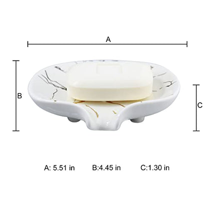 Gold Marble Texture Soap Dish Ceramic Soap Holder Self Draining Soap Dish Waterfall Slot Sponge Holder Bathroom Accessories for Bathroom, Kitchen,Bar Counter. - color: Marble Gold