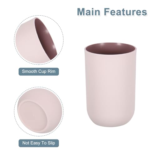 uxcell 2Pcs Plastic Drinking Cups, Double Color Unbreakable Reusable Bathroom Cup Mouthwash Cup Toothbrush Tumbler Holder, Pink - color: Pink