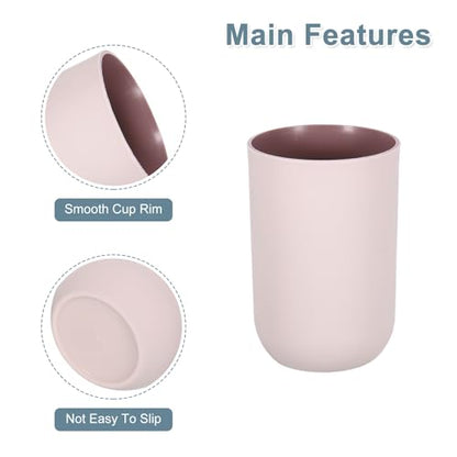 uxcell 2Pcs Plastic Drinking Cups, Double Color Unbreakable Reusable Bathroom Cup Mouthwash Cup Toothbrush Tumbler Holder, Pink - color: Pink