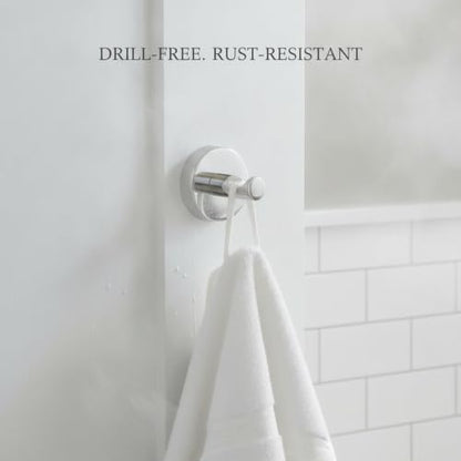 Wall Hook Stainless Steel Adhesive Mount for Bathroom Tile and Glass, Drill-Free Holder for Wet Towels and Robes (1 Piece) - size: 1.93 x 1.97 x 0.63 in