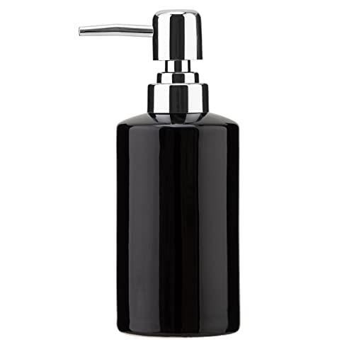 FE Soap Dispenser, 300ml/10oz Ceramic Liquid Soap Pump Dispenser, Refillable Dish Soap Dispenser for Kitchen Bathroom Washroom (Black) - color: Black