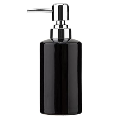 FE Soap Dispenser, 300ml/10oz Ceramic Liquid Soap Pump Dispenser, Refillable Dish Soap Dispenser for Kitchen Bathroom Washroom (Black) - color: Black