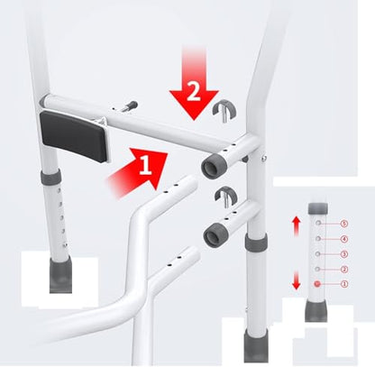 Toilet Safety Rails Frame, Sturdy Adjustable Free Standing Toilet Bathroom Rail, Toilet Safety Frame for Elderly, Handicapped, Fit Any Toilet(Gray) - color: Gray