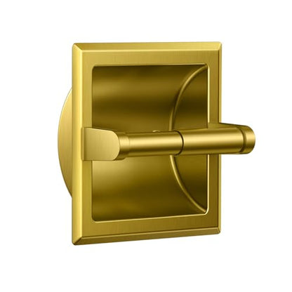 FORIOUS Recessed Toilet Paper Holder for Mega Rolls, Brushed Gold | Stainless Steel Tissue Roll Holder Wall Mount for Bathroom Space-Saving Design, in Wall Toilet Paper Dispenser Insert - color: Gold