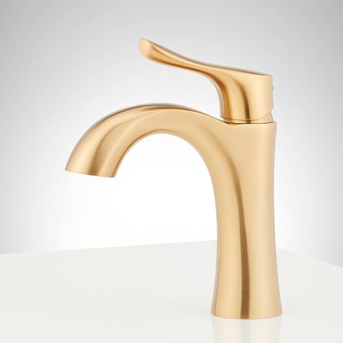 Signature Hardware 447940 Provincetown 1.2 GPM Single Hole Bathroom Faucet with Metal Lever Handle and Pop-Up Drain Assembly | Includes - Pop-Up Drain Assembly - Brushed Nickel