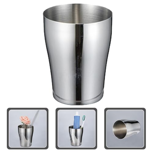 PRETYZOOM Stainless Steel Toothbrush Cup 500ml Silver Metal Bathroom Cup with Smooth Surface and Stackable Design for Celebrating Christmas and Birthdays
