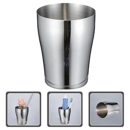 PRETYZOOM Stainless Steel Toothbrush Cup 500ml Silver Metal Bathroom Cup with Smooth Surface and Stackable Design for Celebrating Christmas and Birthdays