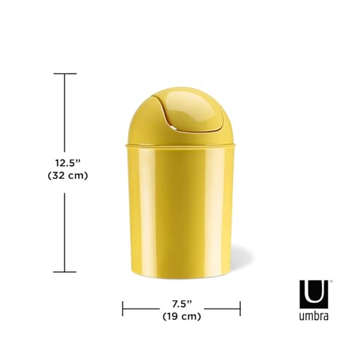 Umbra 1.25 Gallon Mini Waste Can with Removable Swing-Top Lid - Small Garbage Bin for Kitchen, Bathroom, Bedroom, Office - Compact Trash Can Fit Under Tables & Counters - Yellow - color: Yellow