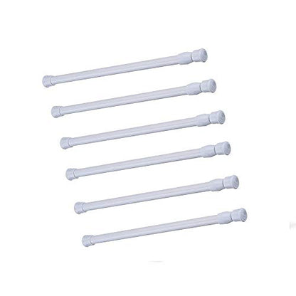 Cupboard Bars Tension Rods, 6 Pack 11.8-20 Inches Spring Tensions Rods Steel Adjustable Tension Curtain Rod Shower Rod Closet Rod Window Rods White - color: White, size: 11.8-20 inch