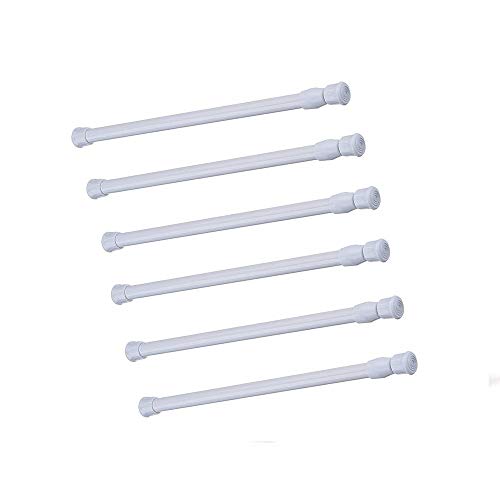 Cupboard Bars Tension Rods, 6 Pack 11.8-20 Inches Spring Tensions Rods Steel Adjustable Tension Curtain Rod Shower Rod Closet Rod Window Rods White - color: White, size: 11.8-20 inch