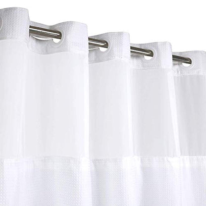 RiverDream Heavyweight Waffle No Hook Shower Curtain with Liner,White,54x80 | Dotted Waffle,Snap-in Liner,Heavy Duty,Quick Dry,Mesh Top Window,With Bottom Magnets,Hotel-Grade,Washable,Stall Long Size - color: White, size: 54"W x 80"L (Pack of 1)