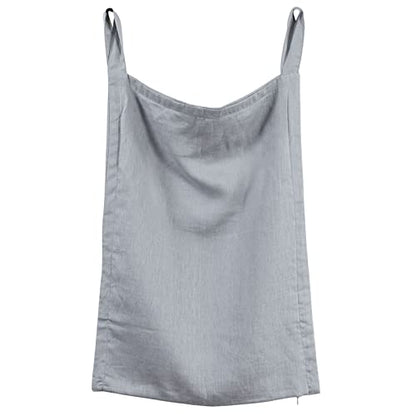 Amazhiyu Pure Linen Over The Door Laundry Hanging Hamper Bag with Bottom Zipper and Pockets Pastel Blue - color: Pastel Blue