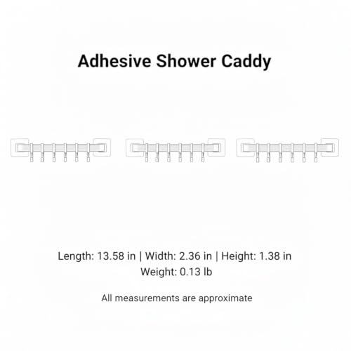 Adhesive Shower Caddy, 13.6-Inch Wide No-Drill Wall Mount Rack for Bathroom & Kitchen, PP Plastic Storage Organizer (1 PC) - color: Gray