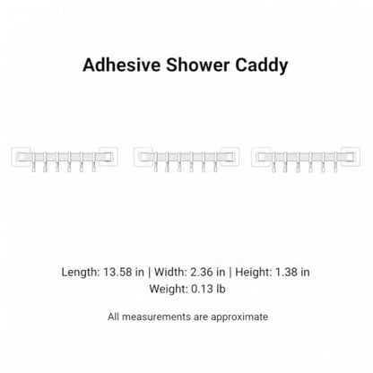 Adhesive Shower Caddy, 13.6-Inch Wide No-Drill Wall Mount Rack for Bathroom & Kitchen, PP Plastic Storage Organizer (1 PC) - color: Gray