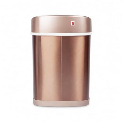 Motion Sensor Trash Can, 15L Touchless Automatic Garbage Can with Lid, Stainless Steel for Kitchen, Bathroom, Office, Quiet Soft-Close, Long Battery Life, Champagne Gold - color: Champagne gold