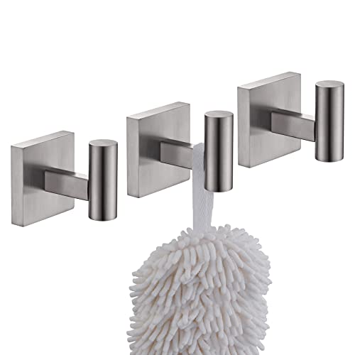 KOKOSIRI Robe Hook Bathroom Towel Coat Hooks for Bath Kitchen Wall 3 Pack Brushed Nickel Stainless Steel B1013BR-P3 - color: Brushed Nickel, size: 3 Pack