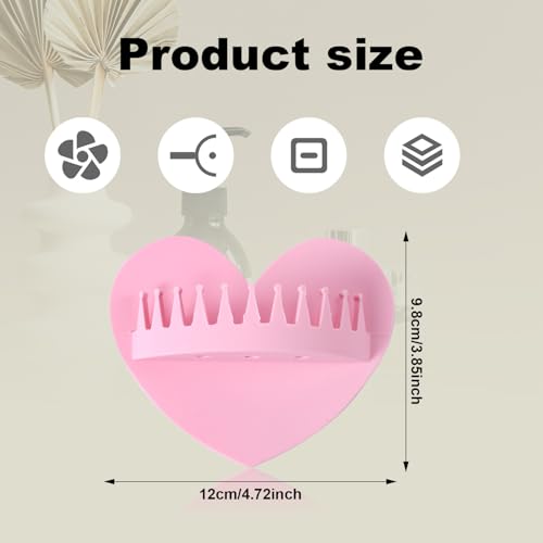 Hair Catcher Shower Wall, Heart Shape Shower Hair Grabber Collector Suction Silicone Bathtub Tool for Preventing Bathroom Clogged Drains (Pink)
