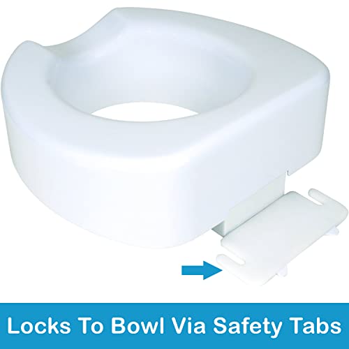 Carex Toilet Seat Riser with Quick-Lock, Raised Plastic Toilet Seat Adds 4” of Height - Fits Most Standard Round & Elongated Toilets, 300 Pound Weight Capacity, Slip-Resistant
