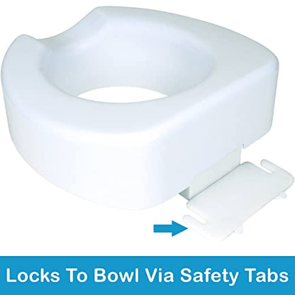 Carex Toilet Seat Riser with Quick-Lock, Raised Plastic Toilet Seat Adds 4” of Height - Fits Most Standard Round & Elongated Toilets, 300 Pound Weight Capacity, Slip-Resistant