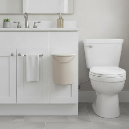 Wall Mounted Trash Can with Lid, 1.06 Gallon Space Saving Waste Bin for Bathroom Kitchen Cabinet Door, Compact PP Plastic Garbage Can