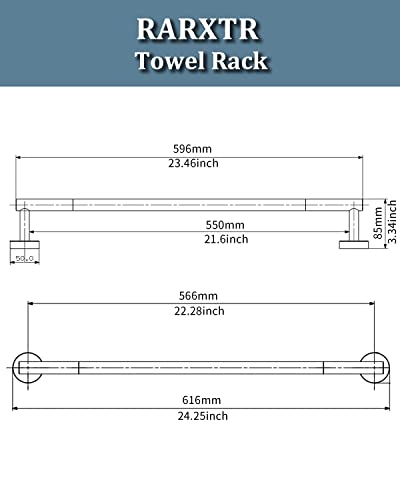 RARXTR 24 Inch Brushed Towel Bar Towel Rack for Bathroom Kitchen Hand Towel Holder Dish Cloths Hanger SUS304 Stainless Steel RUSTPROOF Wall Mount (Brushed Grey) - color: Brushed Grey, size: 22 inch(Center to Center)