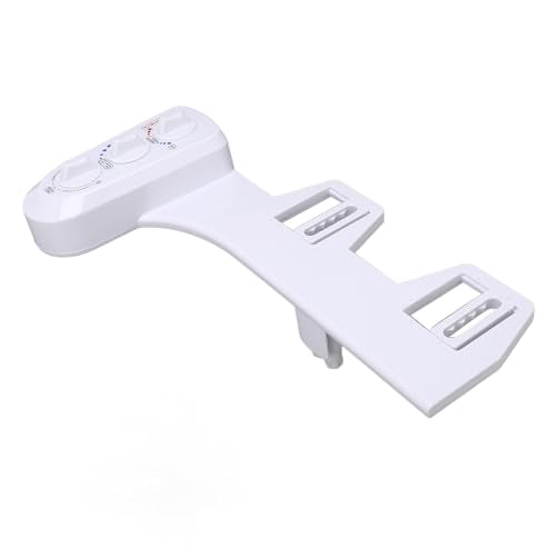 Bidet Toilet Attachment Spray Hot Cold Fresh Water Dual Nozzle Non Electric Mechanical Adjustable Water Pressure Temperature Bathroom Seat for Standard Toilets White 17.3 x 8.1