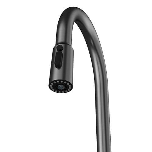 Karran Elmsworth Commercial Style Pull-Down Kitchen Faucet with Dual Interchangeable Spray Heads 5-Function Revolve MAX & 3-Function Revolve Mini Aerator High-Arc Spout (Spot Free Gunmetal Grey) - color: Spot Free Gunmetal Grey