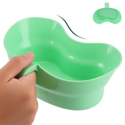 Emesis Basin with Wide Mouth & Handle - Bed Mouthwash Cup Kidney Shape Large with Handle, Patient Toothbrush Cup BPA-Free Plastic Vomit Cup for Elderly Bedridden Patients and Teeth Cleaning