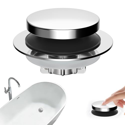 Hibbent 3 in 1 Metal Bathtub Drain Stopper, Universal Pop Up Tub Stopper, Bathtub Drain Hair Catcher, Removable Filter Basket, Anti-Clogging Drain Plug for 1.5''~2.4'' Drain, Brass Bullet Core, Silver - color: Silver