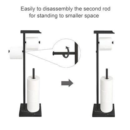 GZILA Toilet Paper Holder Stand with Shelf, Marble Base Free Standing Toilet Paper Double Roll Holder Dispenser, SUS 304 Stainless Steel Storages 5 Reserve Rolls Matte Black - color: Matte Black - 2 Dispensers