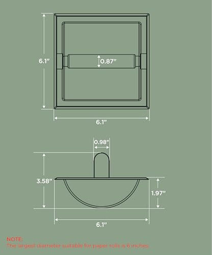 FORIOUS Recessed Toilet Paper Holder, Wall Mount Bathroom Tissue Holder | Matte Black | in Wall Toilet Paper Dispenser Insert | SUS304 Stainless Steel Rustproof | Bathroom Space Saving Design - color: Matte Black