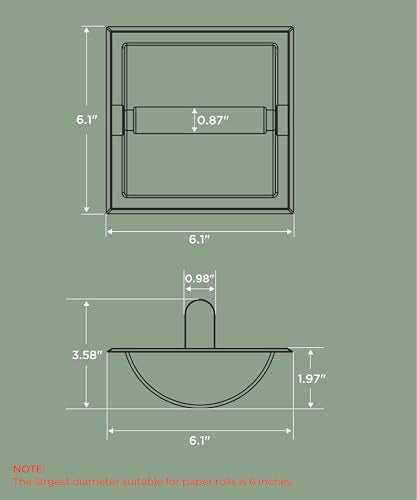 FORIOUS Recessed Toilet Paper Holder, Wall Mount Bathroom Tissue Holder | Matte Black | in Wall Toilet Paper Dispenser Insert | SUS304 Stainless Steel Rustproof | Bathroom Space Saving Design - color: Matte Black