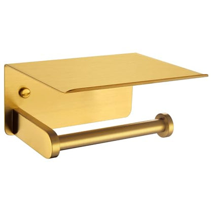 Toilet Paper Holder, Brushed Gold, 304 Stainless Steel | Wet Wipes & Air Freshener Storage, Space-Saving Design, Family Bath & Rental Apartment Use, Modern Bathroom Refresh - color: Brushed Gold, size: Single Rod