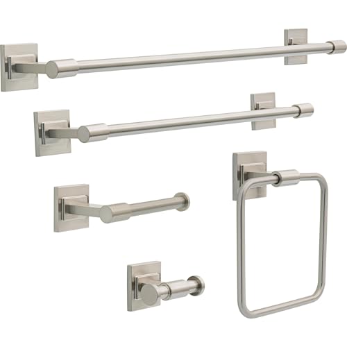 Delta Faucet McLaren (1-Pack) Hand Towel Holder, SpotShield Brushed Nickel, Square Ring for Bathroom or Kitchen Sink, Wall Mounted MCL46-BN