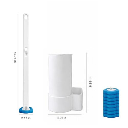Disposable Toilet Brush Wand Starter Kit with 24 Pre-Loaded Cleaner-Infused Refills, Wall Mounted Toilet Bowl Cleaner System with Holder, Space-Saving Bathroom Cleaning Supplies for Home, RV