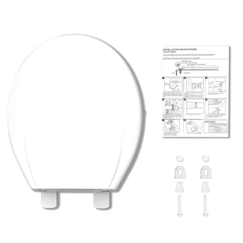 GarveeHome Whisper-Close Round Toilet Seat in White – Ultra-Smooth Quiet Lid, Stain-Resistant & Tool-Free Install, Fits All Standard Round Toilets（2pcs/box) - color: Standard （2pcs/box), size: Round & White