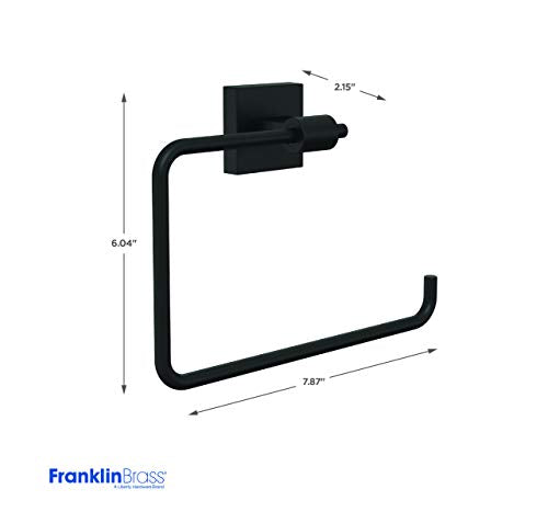 Franklin Brass Hand Towel Holder | Square Matte Black Ring for Hanging Towels in Kitchen, Bathroom | Maxted Accessories - color: Matte Black