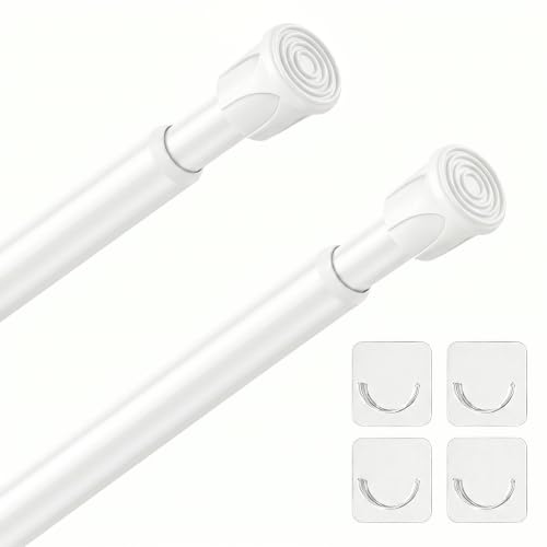 Spring Tension Curtain Rod 28-48 Inch, 2 Pack Tension Rods, White | No Drill, PVC Anti-Slip Caps, Rust Resistant, Stylish, Cost Effective, Fits Window Kitchen Curtain Doorway Bathroom Closet - color: White, size: 28 to 48-2Pack