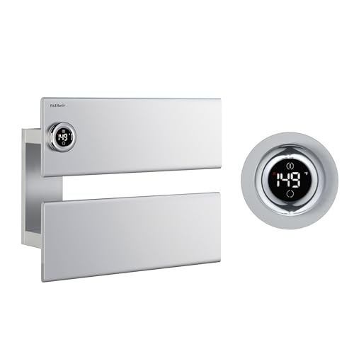 P&Dlusir X Series Heated Towel Rack, 2 Panel, Silver, Left-Wiring | Thermo Control and Timer (1-24h, On), Fast Heating and Drying, Memory & Remote Control Compatible, Memory Function - color: Silver, size: 2 Panel
