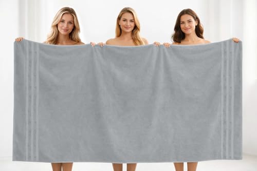 DAN River 2 Pack Bath Sheets Extra Large 35x70, Large Bath Towels for Adults, XL Oversized Heavy Duty Towel Set, 600 GSM 100% Ring Spun Cotton, Soft Quick Dry, Silver - color: Highrise, size: Bath Sheet 35x70" (PK 2)