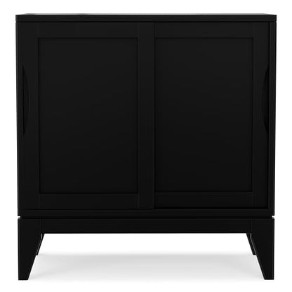 SIMPLIHOME Harper 40" Wide Solid Wood Cabinet in Walnut Brown - color: Black, size: 30 inch